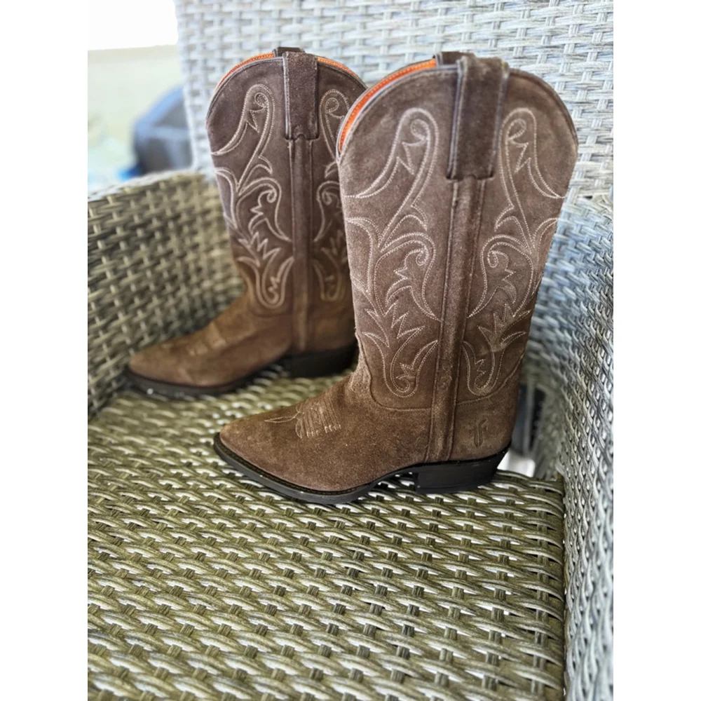 Frye NEW! Vintage Billy Suede Leather Embroidered Boots - Picture 2 of 8